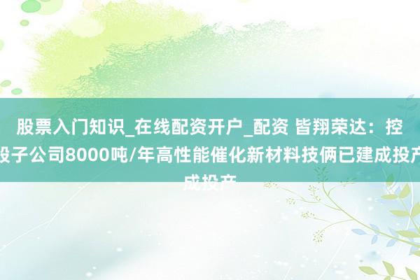 股票入门知识_在线配资开户_配资 皆翔荣达：控股子公司8000吨/年高性能催化新材料技俩已建成投产