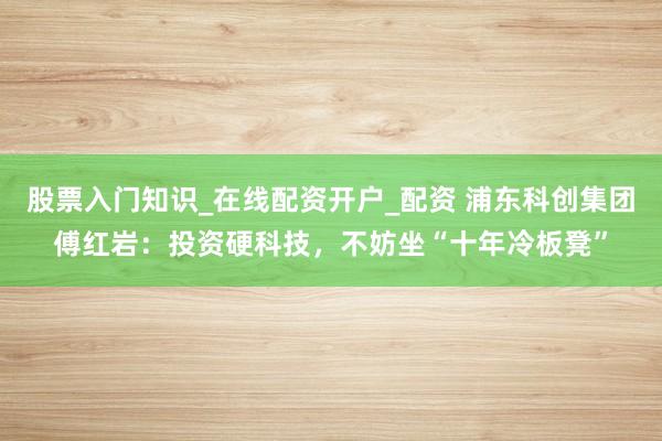股票入门知识_在线配资开户_配资 浦东科创集团傅红岩：投资硬科技，不妨坐“十年冷板凳”