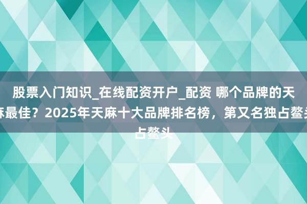 股票入门知识_在线配资开户_配资 哪个品牌的天麻最佳？2025年天麻十大品牌排名榜，第又名独占鳌头