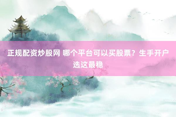 正规配资炒股网 哪个平台可以买股票？生手开户选这最稳