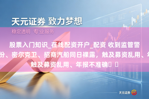股票入门知识_在线配资开户_配资 收到监管警示函！泰坦股份、密尔克卫、招商汽船同日裸露，触及募资乱用、年报不准确⋯⋯