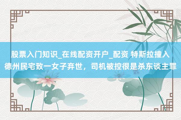 股票入门知识_在线配资开户_配资 特斯拉撞入德州民宅致一女子弃世，司机被控很是杀东谈主罪