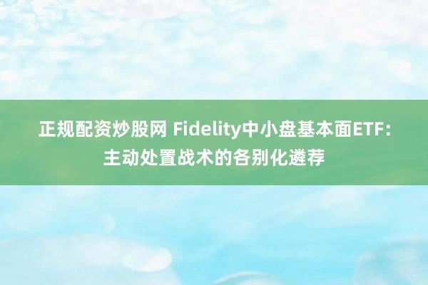 正规配资炒股网 Fidelity中小盘基本面ETF：主动处置战术的各别化遴荐